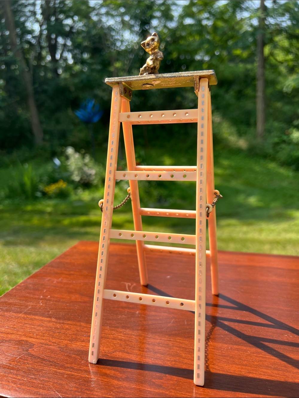 VTG Jameco Hollywood Regency Ormolu Kitty Cat Earring Ladder Jewelry Holder
